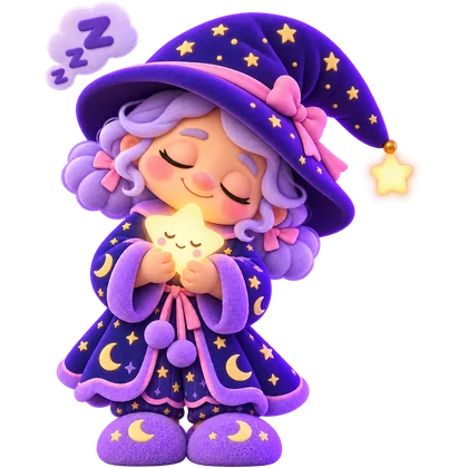 Lulla dozing off, hugging her glowing little star